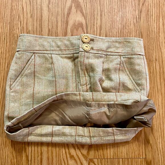 Fossil Tan Plaid Wool Blend Tweed Mini Skirt Womens 4 - Picture 7 of 15
